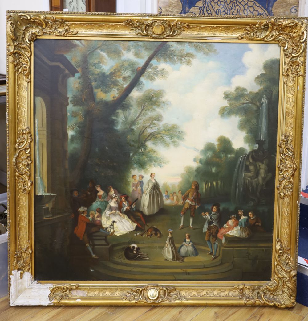 Continental School, oil on canvas, Fête galante scene